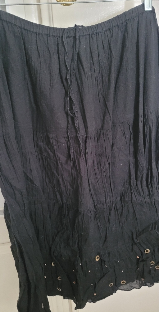 Plus size, cotton, black broomstick skirt with beaded hem!